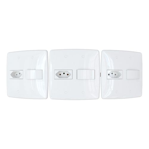 Conjunto Finesse+ Branco 4X4 1 Tecla Simp +1 Tom 10A 2P+T B-Lux